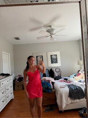 Vintage Victoria's Secret Bright Red Lace-Trim Slip